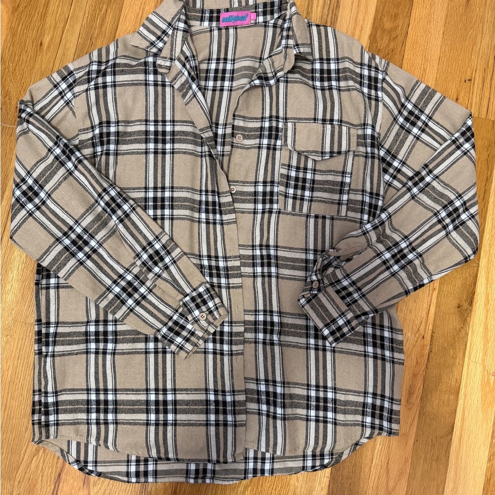 Plaid Shirt in Tan and Black
